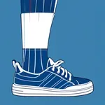 blue sneakers with white stripes image